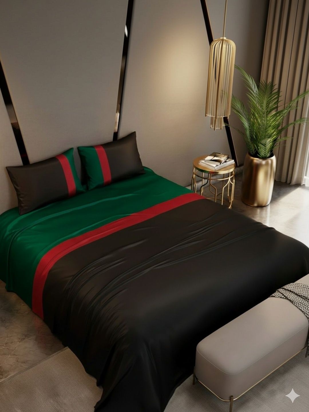 DREAM LIVING Black Striped 300 TC King Bedsheet with 2 Pillow Covers-image-31