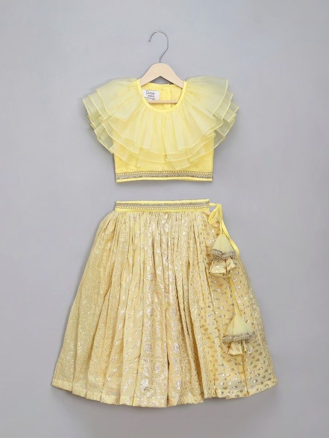 The Little Tales Girls Embellished Foil Print Ready to Wear Lehenga &-picture-49