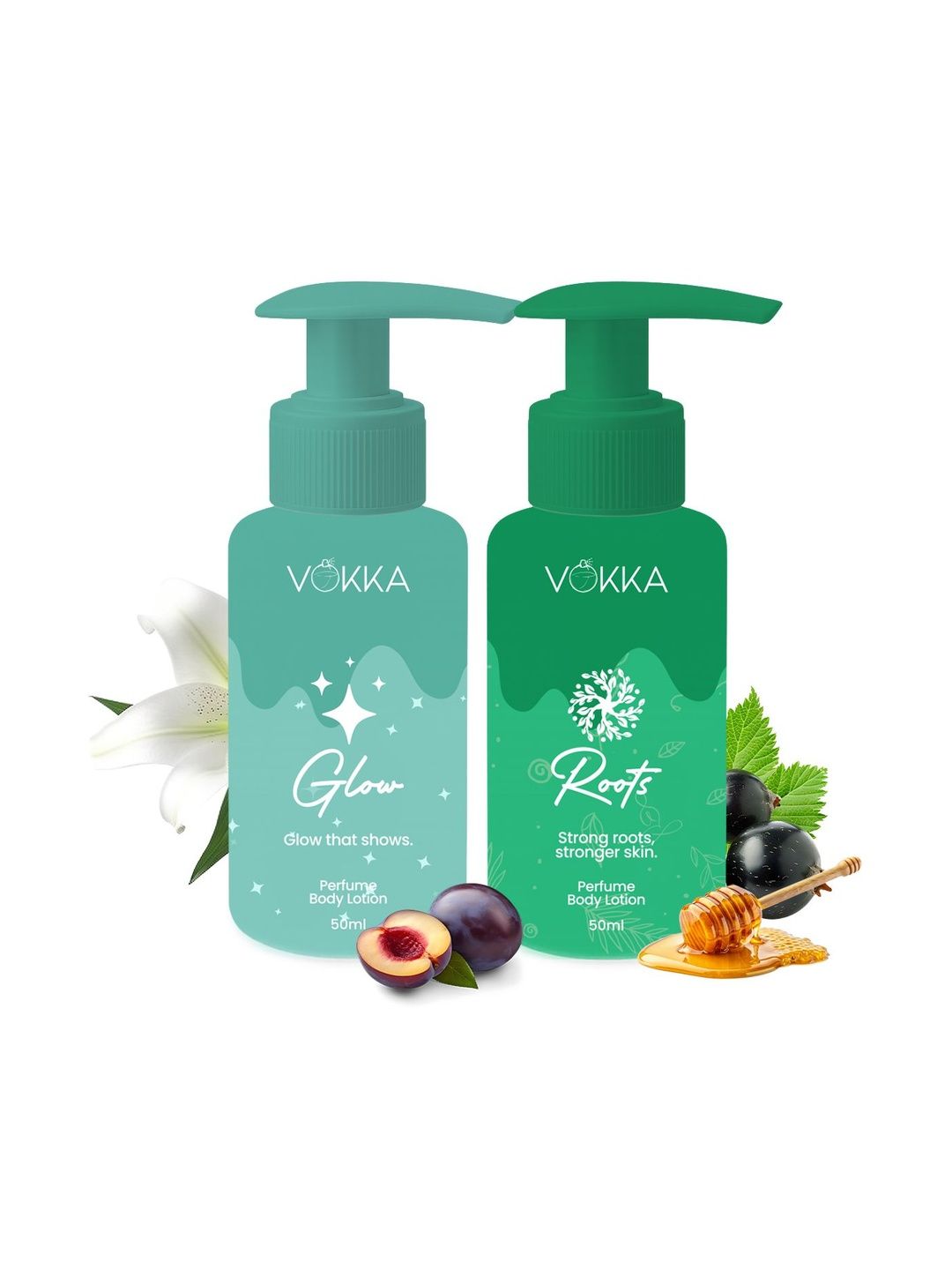 VOKKA Set Of 2 Glow & Roots Perfume Body Lotion - 50 ml Each-picture-0