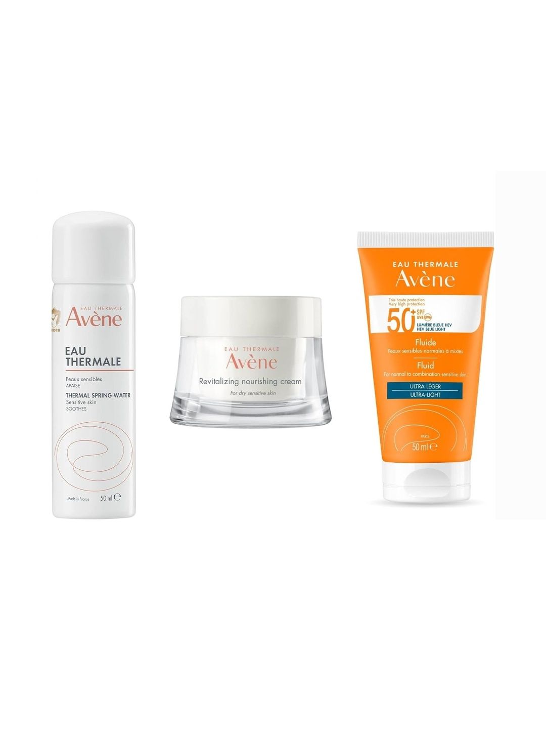 Avene Set Of 3 Thermal Water- 50 ml- Revitalizing Cream- 50 ml & Face Sunscreen- 50 ml-image-16