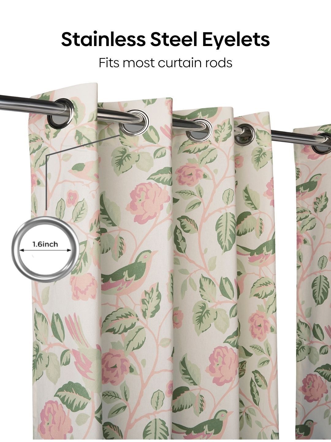 haus & kinder White & Pink Set of 2 Floral Room Darkening Window-picture-8