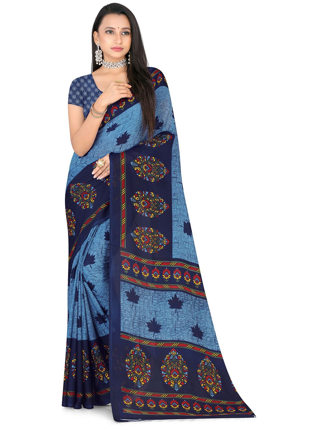 SZN Ethnic Motifs Poly Georgette Saree-picture-49