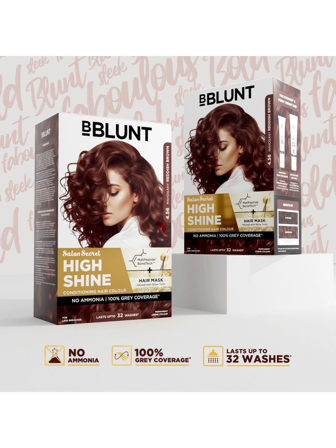 BBLUNT Set Of 2 Salon Secret High Shine Hair Colour - 130 g Each - Mahogany Reddish Brown-picture-26