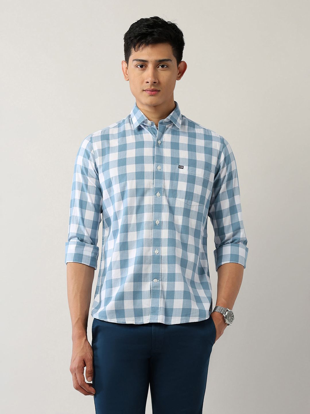 Arrow Sport Manhattan Slim Fit Checked Pure Cotton Casual Shirt-image-33
