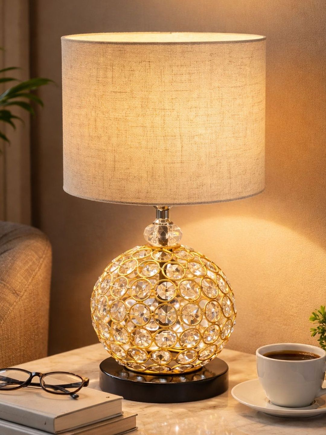 Decorcity Black Textured Metal Contemporary Spherical Table Lamp-image-37