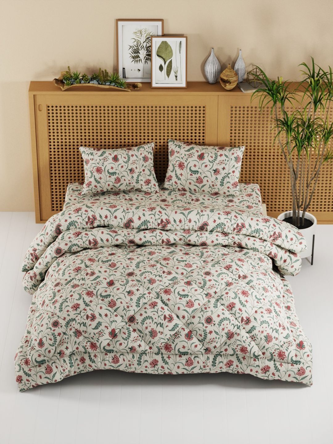 KOPA Red & White Floral Other 4 Piece Double King Regular Bedding Set-picture-34