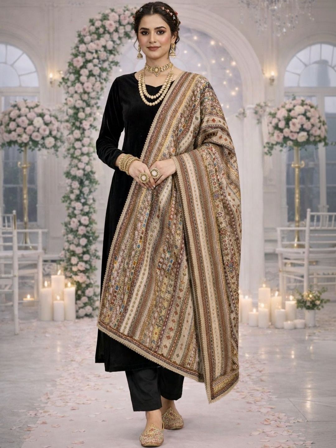 HERE&NOW Ethnic Motifs Woven Design Kalamkari Dupatta-picture-22