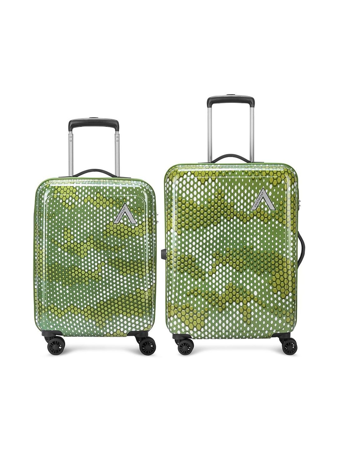 Aristocrat Combat Green Set of 2 Small & Medium Hard Luggage Check-in Trolley-picture-30
