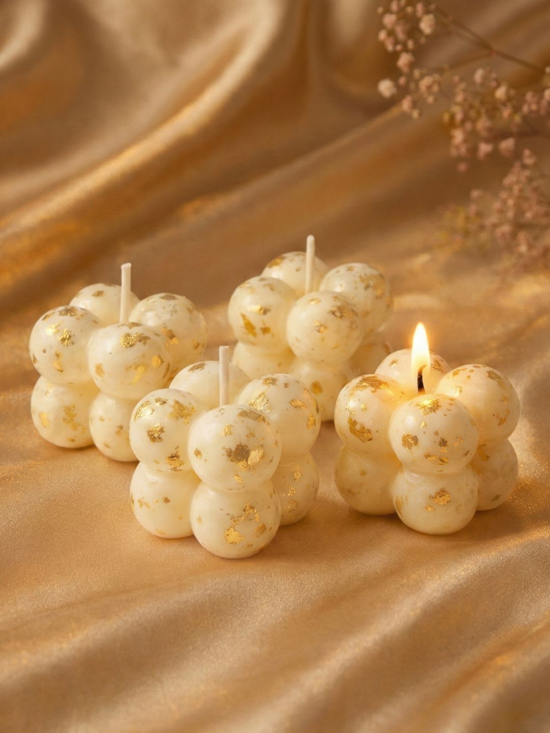SERAAF White & Cream-Coloured 4 pieces Pillar Candle-image-41