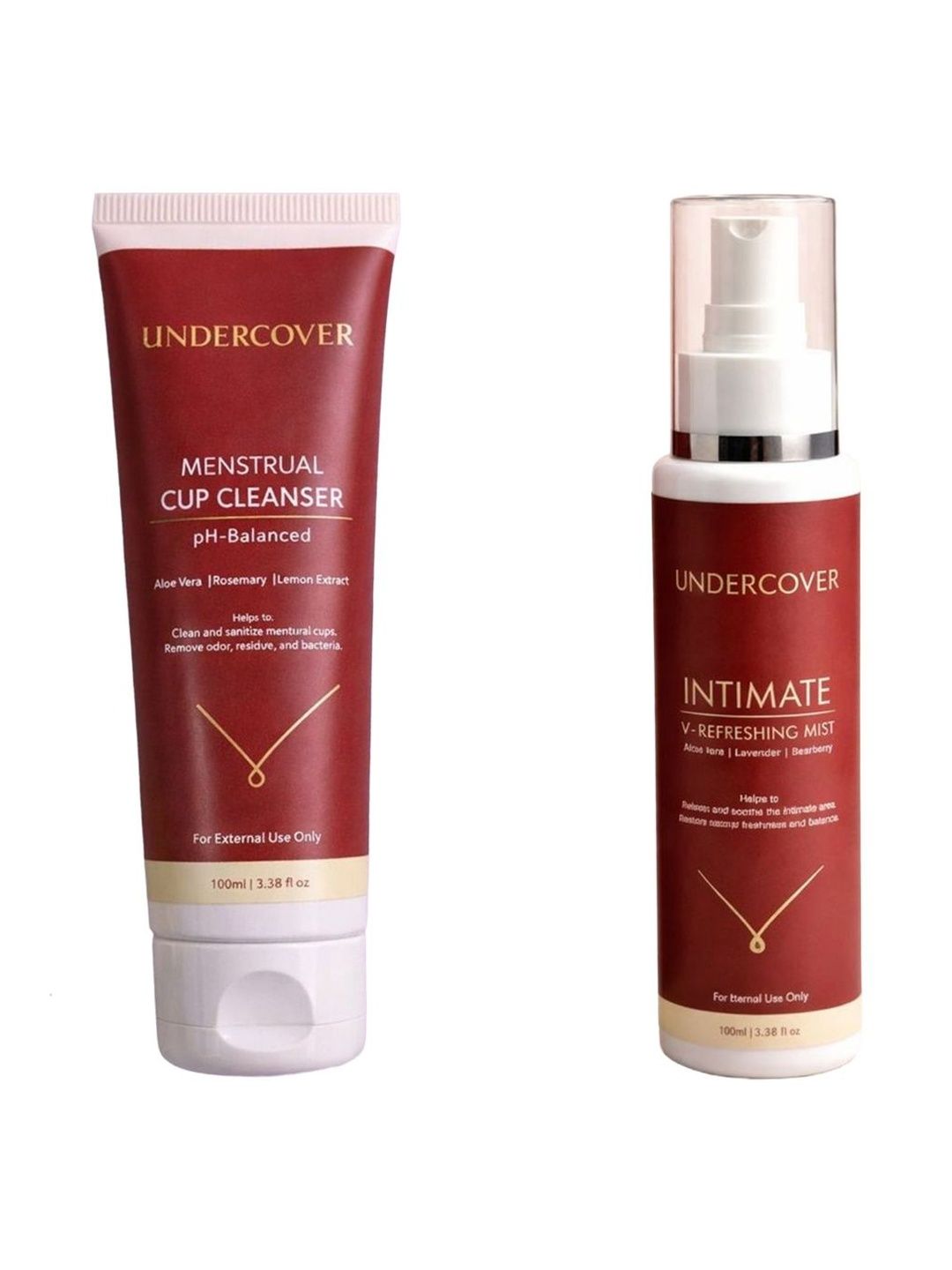Undercover Women Set of 2 - Intimate V-Refreshing Mist and Menstrual Cup Cleanser (100 ml Each)