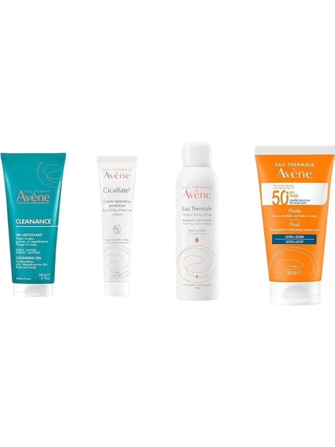 Avene Set Of 4 Cleansing Gel 200Ml &Cream 40ML & Spring Water 150ml & Sunscreen SPF50+50ml-image-31
