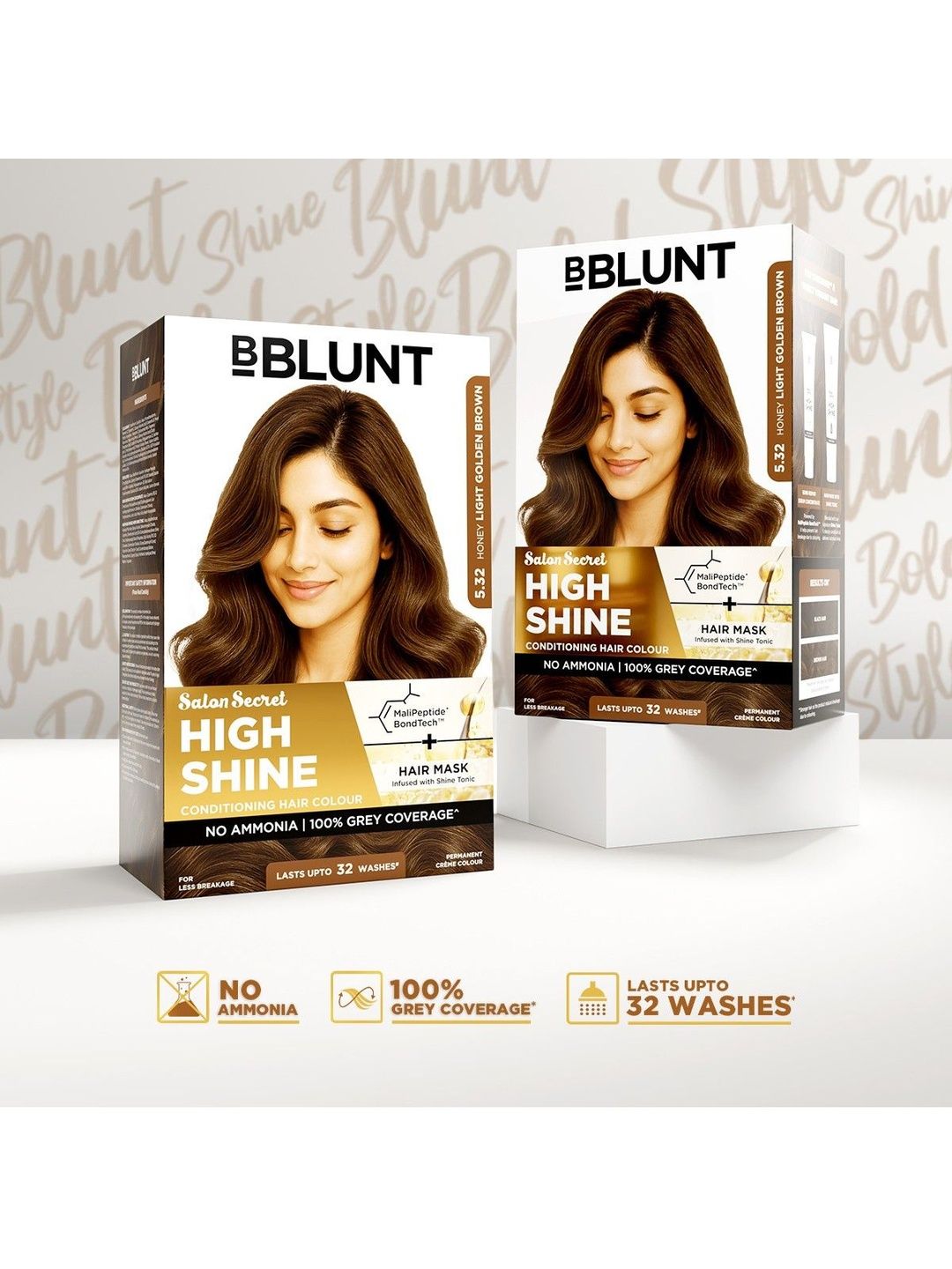 BBLUNT Set Of 2 Salon Secret High Shine Hair Colour - 130 g Each -Honey Light Golden Brown-picture-29