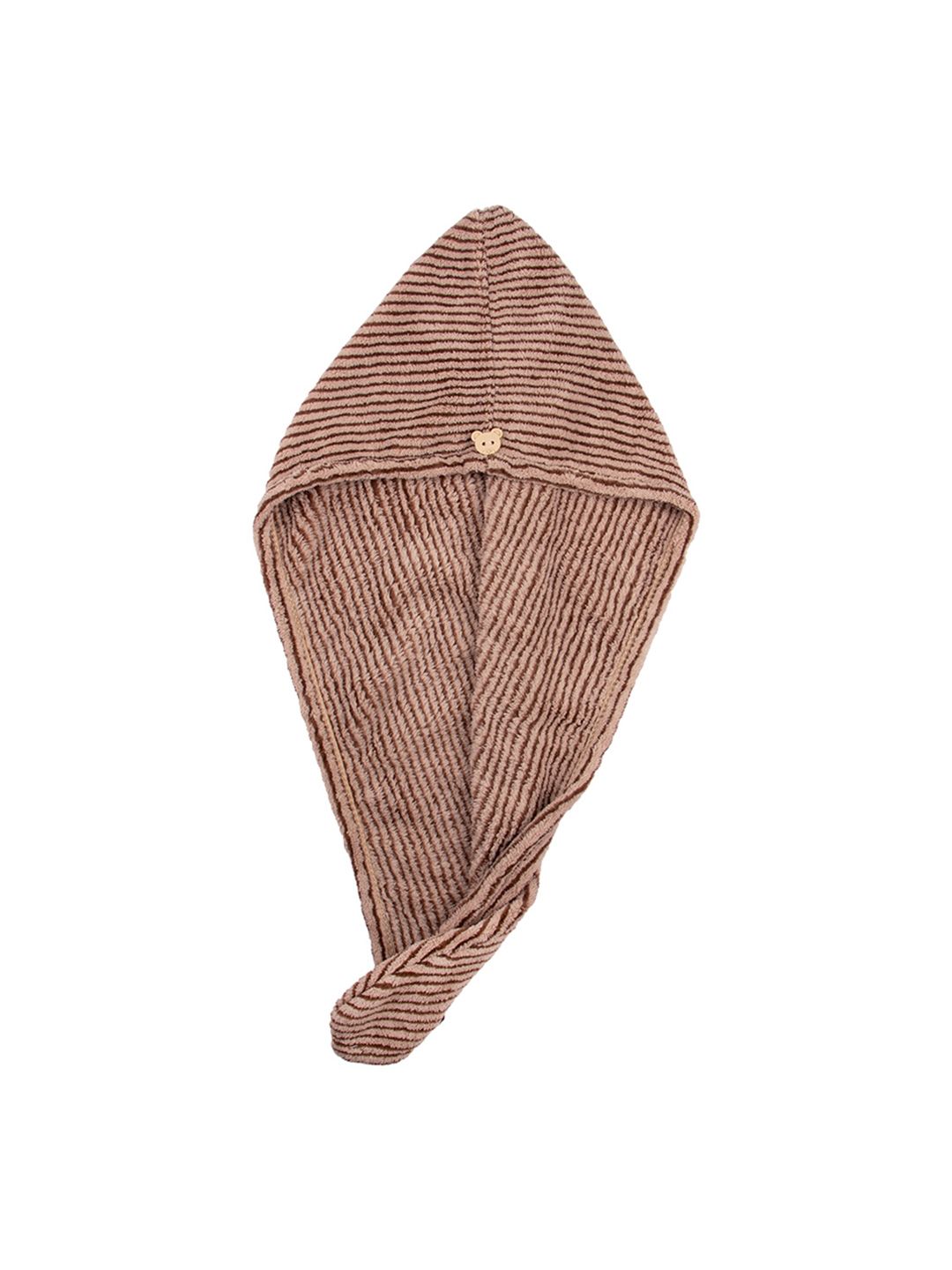 Stasia Street Brown Striped Microfiber 300 GSM Easy Dry Hair Wrap Towel-image-9