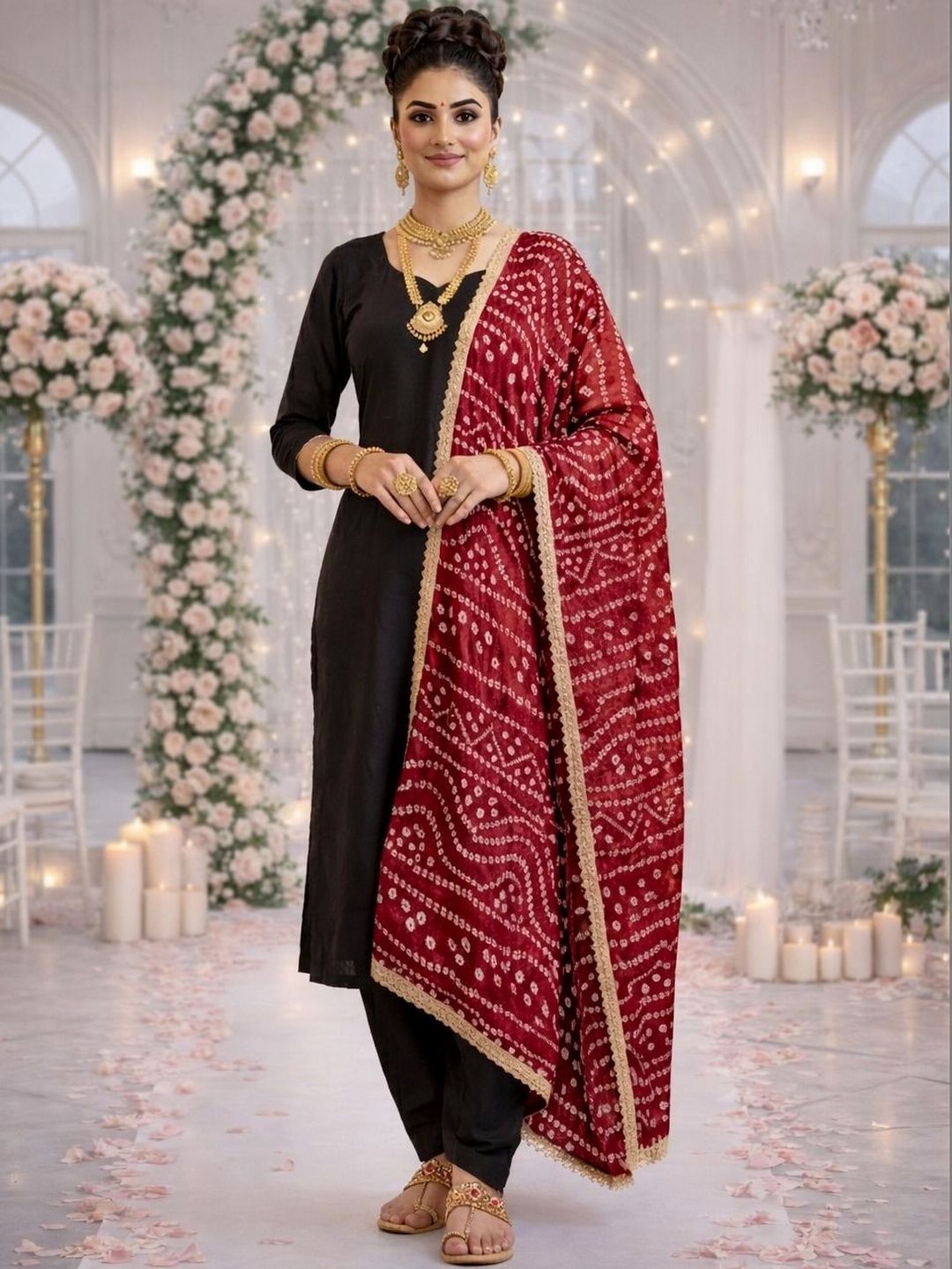 HERE&NOW Printed Bandhani Dupatta-picture-21