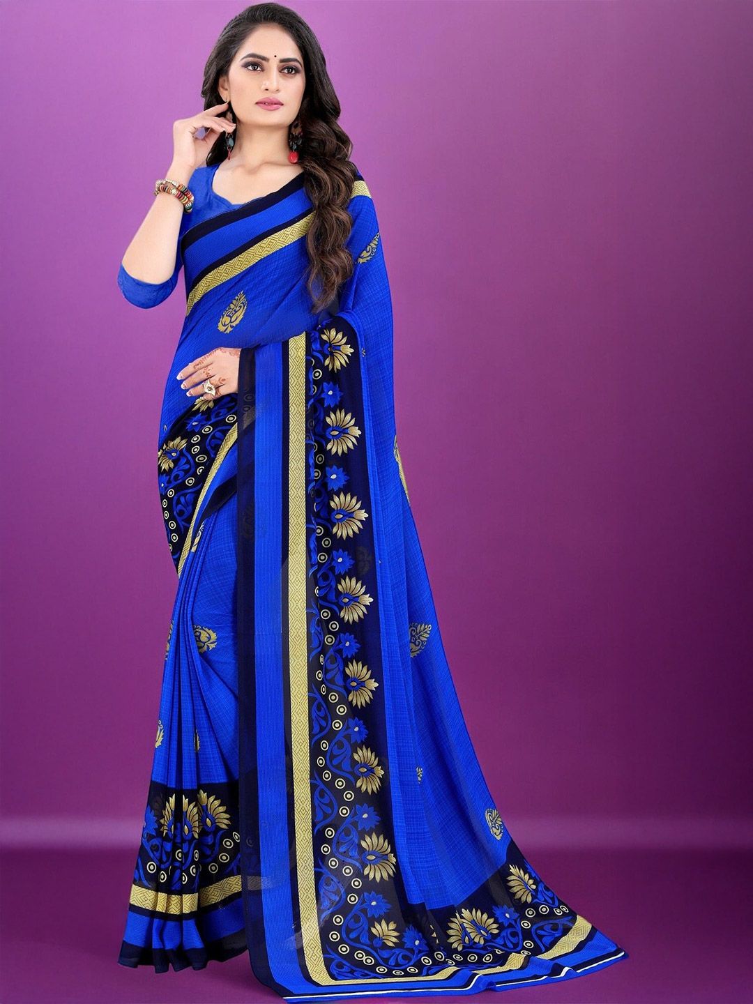SZN Floral Poly Georgette Saree-picture-31