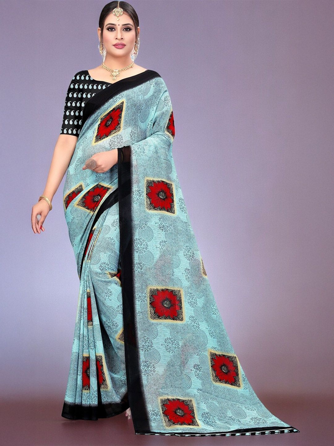 SZN Floral Poly Georgette Saree-picture-22