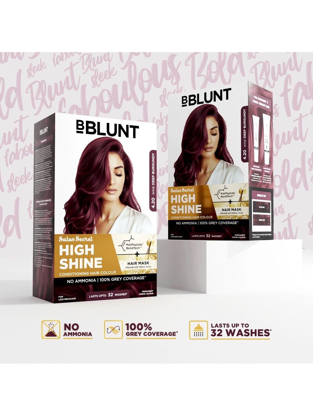 BBLUNT Set Of 2 Salon Secret High Shine Hair Colour - 130 g Each - Wine Deep Burgundy-picture-28