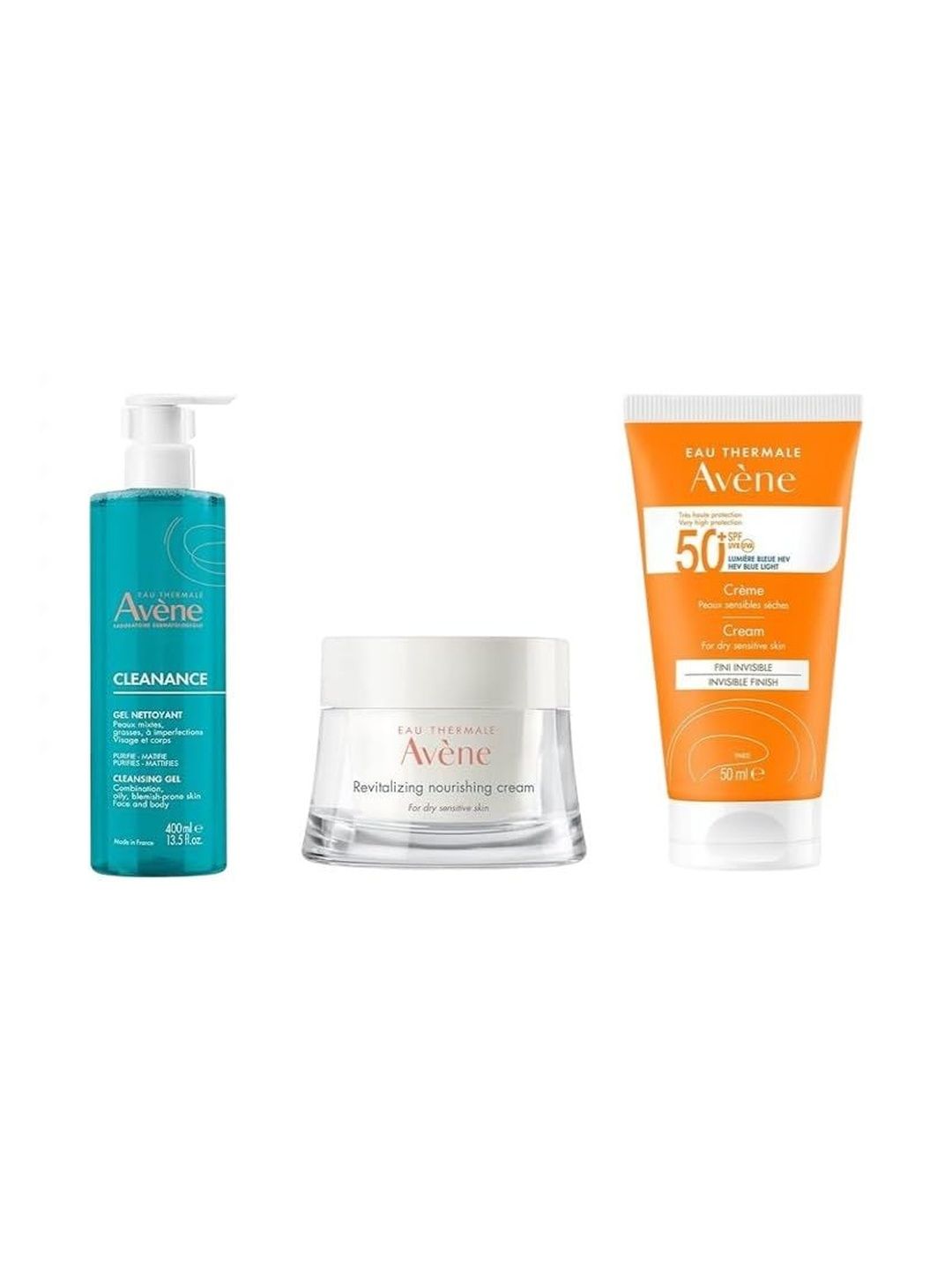 Avene Set Of 3 Cleanance Cleansing Gel - 400 ml- Day/Night Moisturizer- 50 ml & Sunscreen-image-17