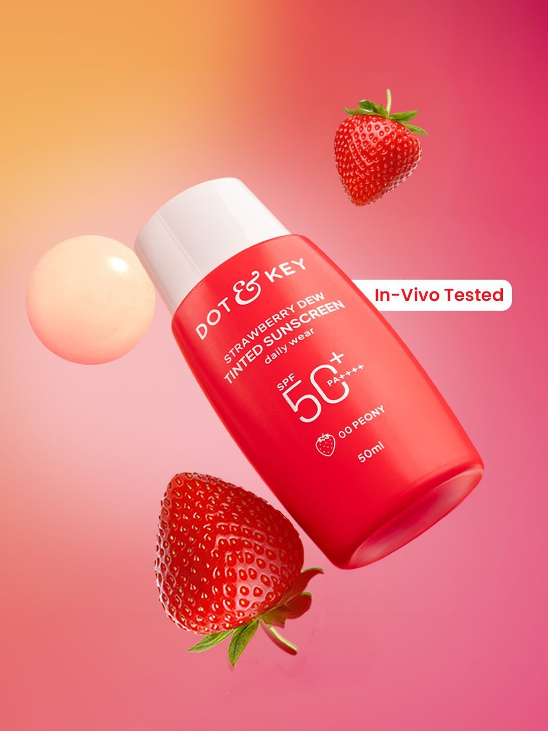 DOT & KEY Strawberry Dew Tinted Sunscreen SPF 50+ Pa++++ - 50 ml- Peony-image-20