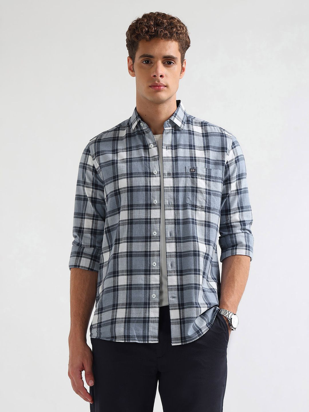 Arrow Sport Manhattan Slim Fit Checked Pure Cotton Casual Shirt-picture-52