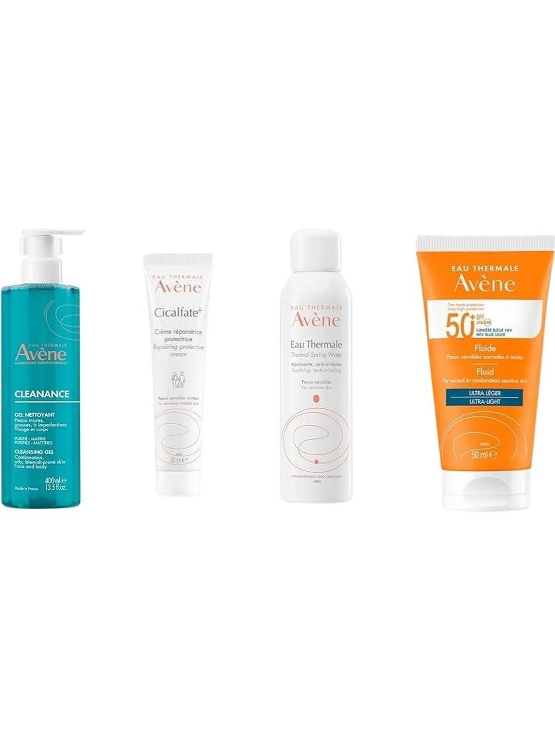 Avene Set Of 4 Gel 400ml ,Protective Cream 40ML ,Spring Water150ml & Sunscreen SPF50+50 ml-image-21