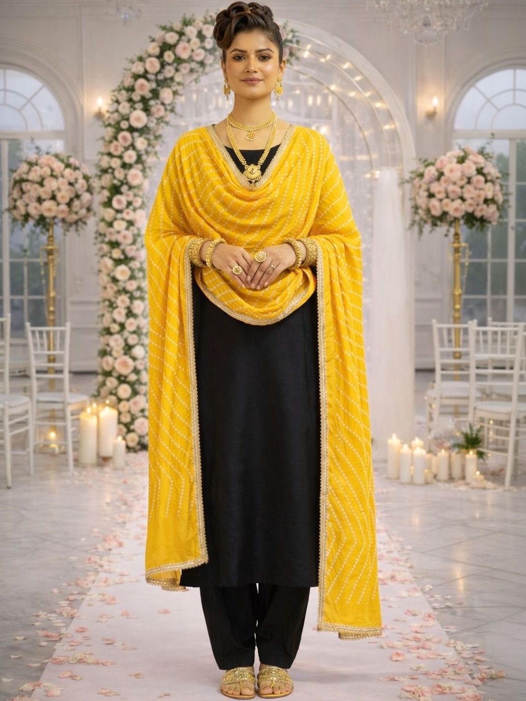 HERE&NOW Printed Bandhani Dupatta with Gotta Patti-picture-19