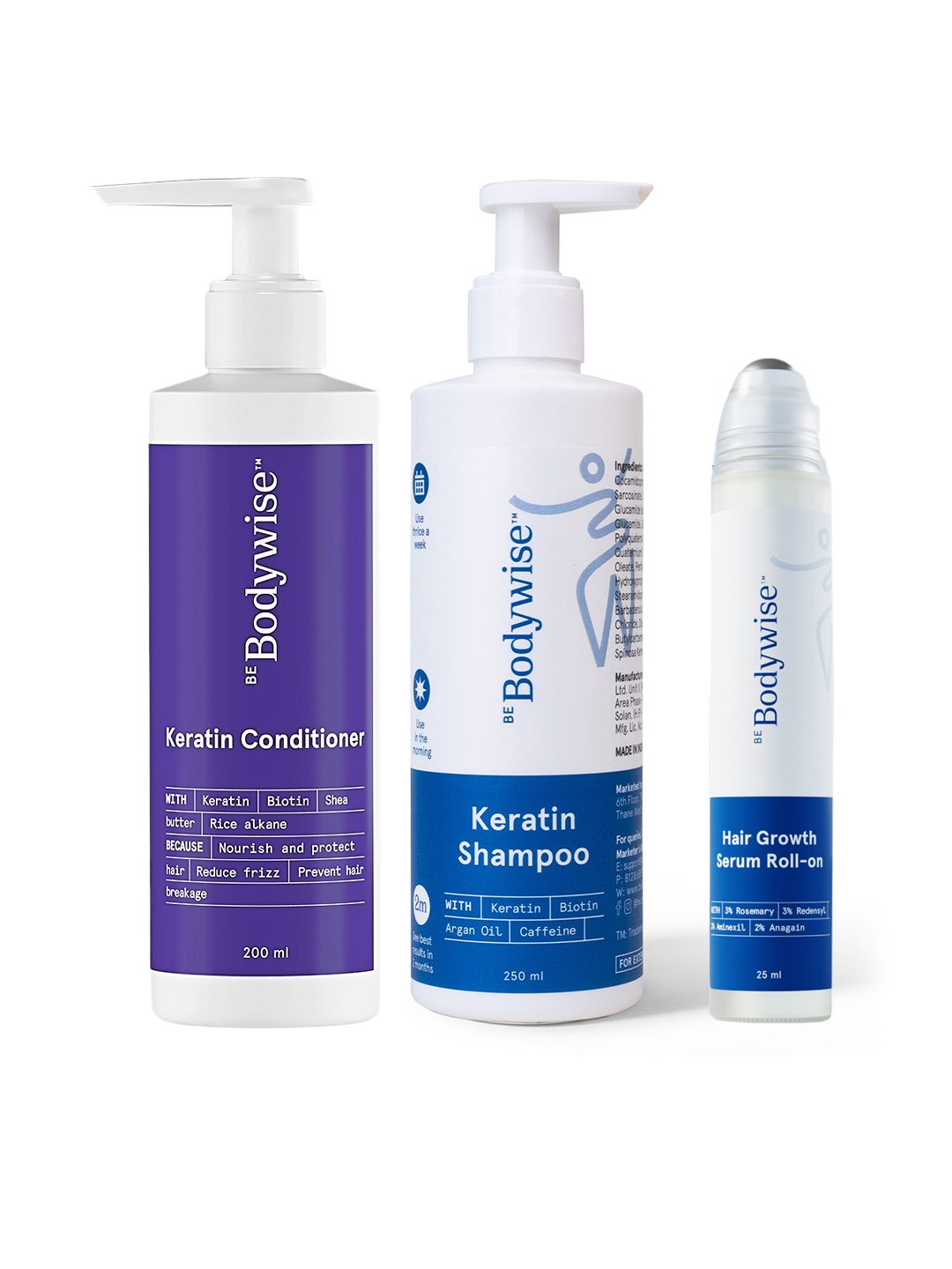 Be Bodywise 3Pc Hair Serum Roll-On (25ml) + Deep Conditioner (200ml) & Shampoo (250ml)-image-31