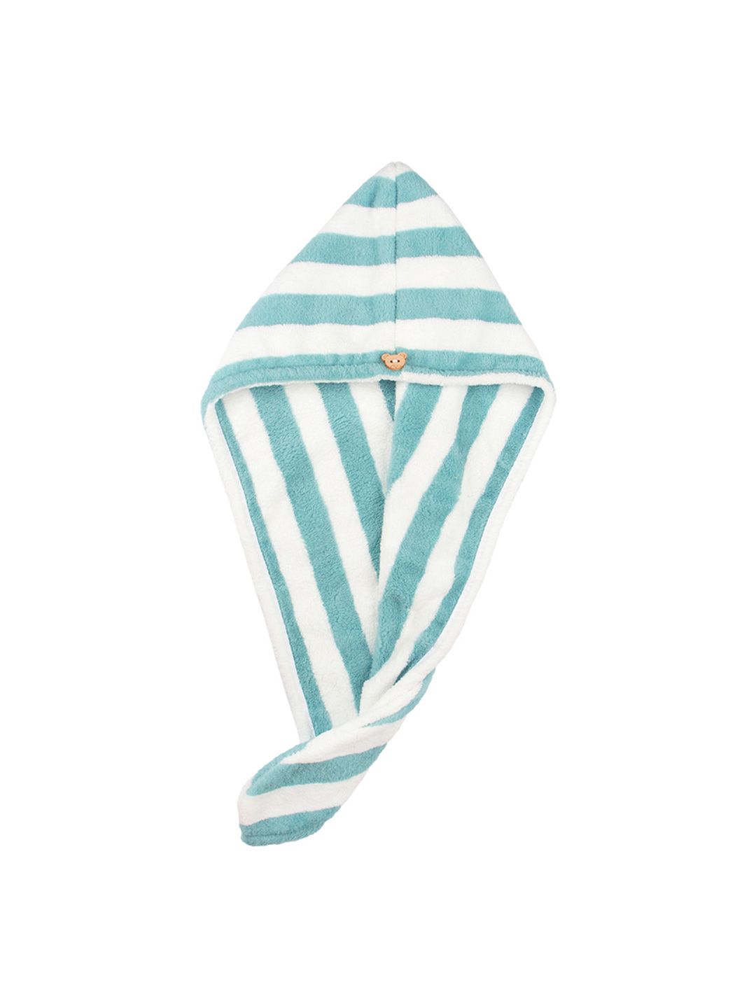 Stasia Street Teal & White Striped Microfiber 300 GSM Easy Dry Hair Wrap Towel-image-23