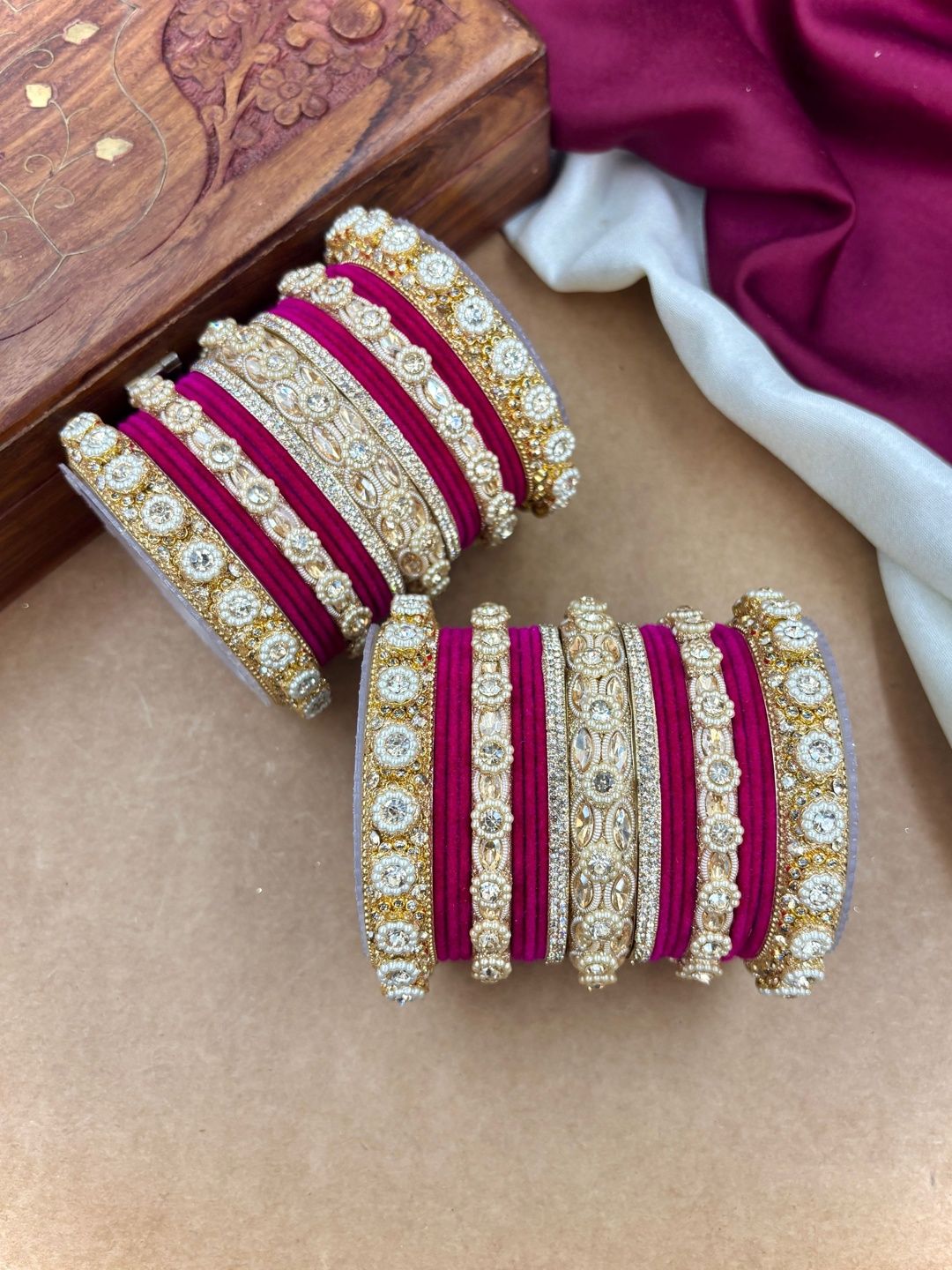 Wedding Chuda by Hitesh Bangles Set of 38 Stones Studded Bangle-image-14