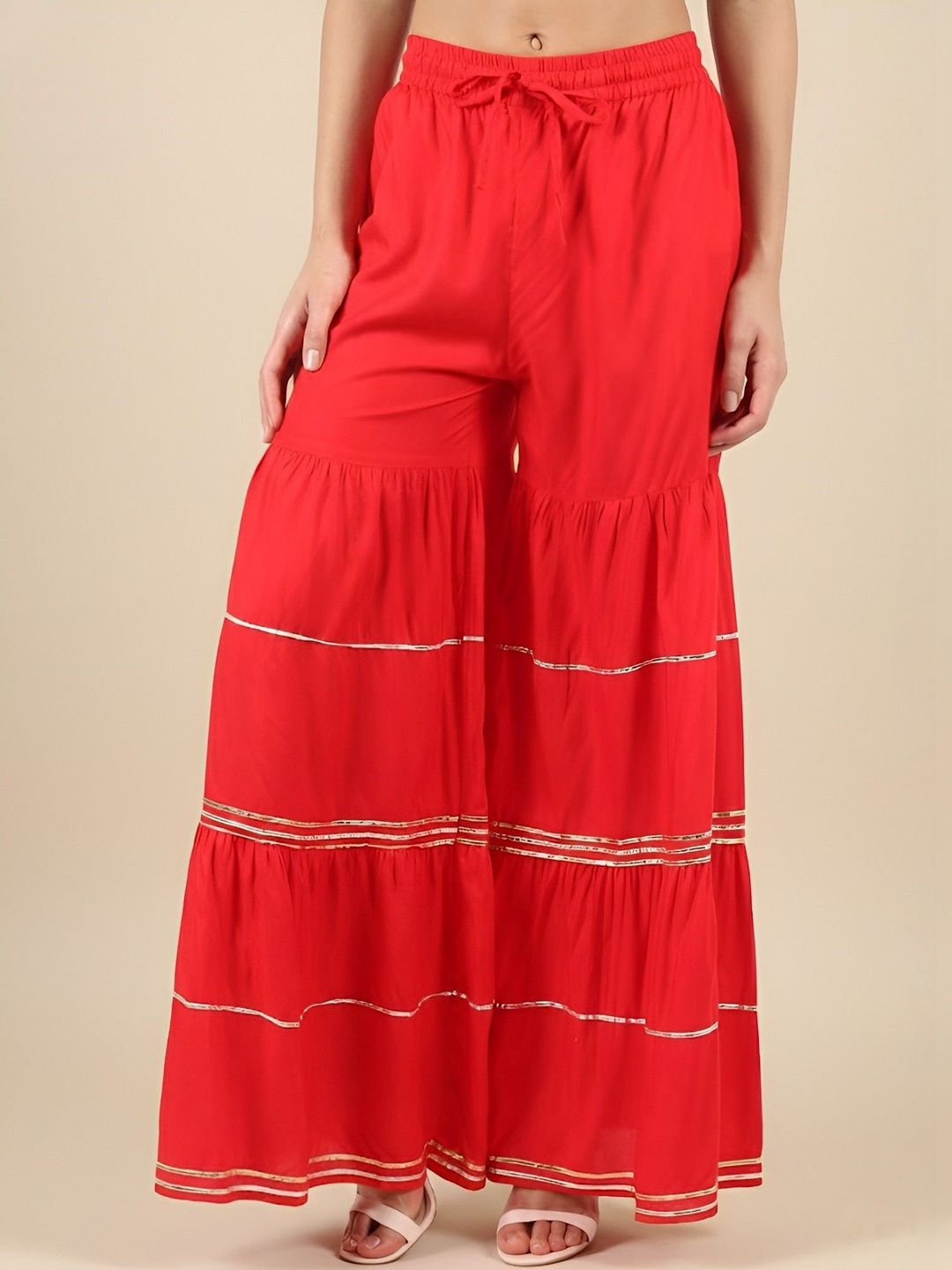 MUFFLY Women Embellished Flared Handloom Ethnic Palazzos-picture-30
