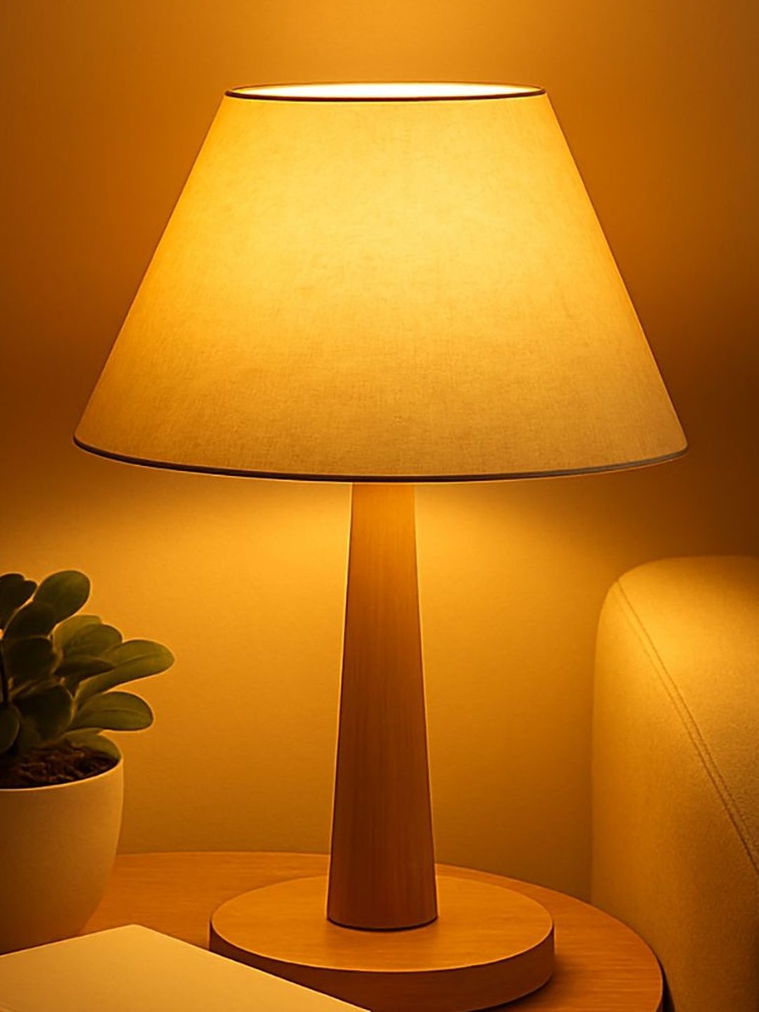 Decorcity Beige Wood Frusturical Shaped Table Lamp-picture-41