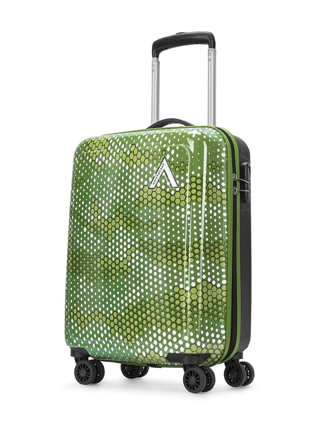 Aristocrat Combat Green Small Hard Luggage 53.5cm Cabin Trolley Bag with 8 Wheels-picture-24