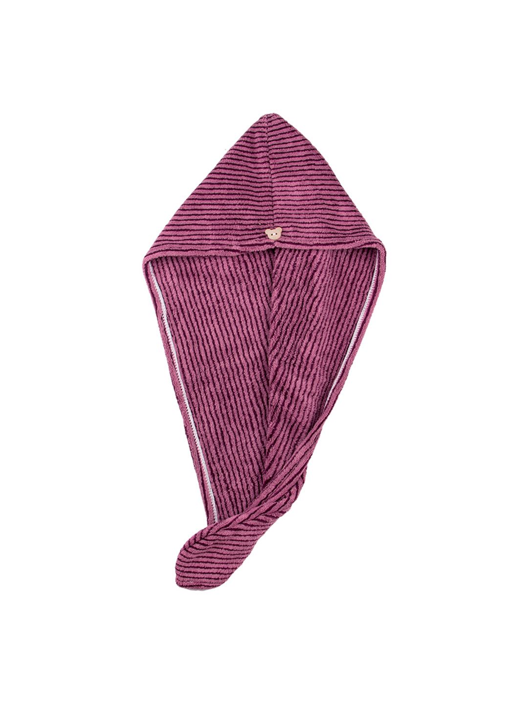 Stasia Street Burgundy & Black Striped Microfiber 300 GSM Easy Dry Hair Wrap Towel-image-35
