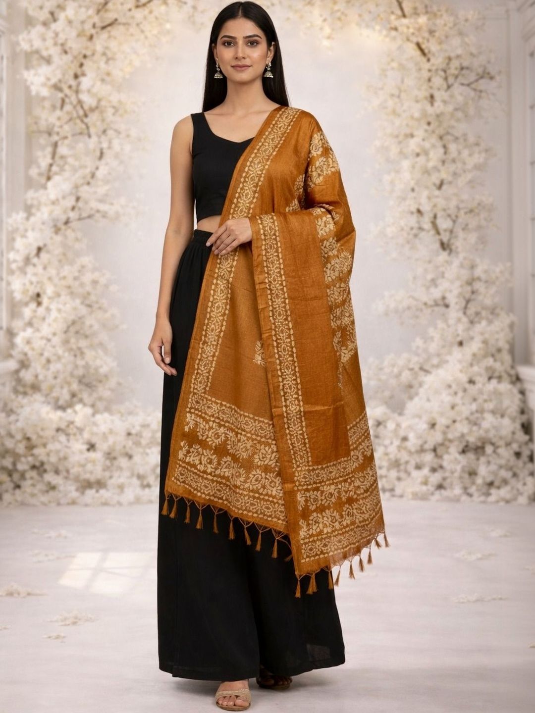 HERE&NOW Ethnic Motifs Printed Dupatta-picture-56
