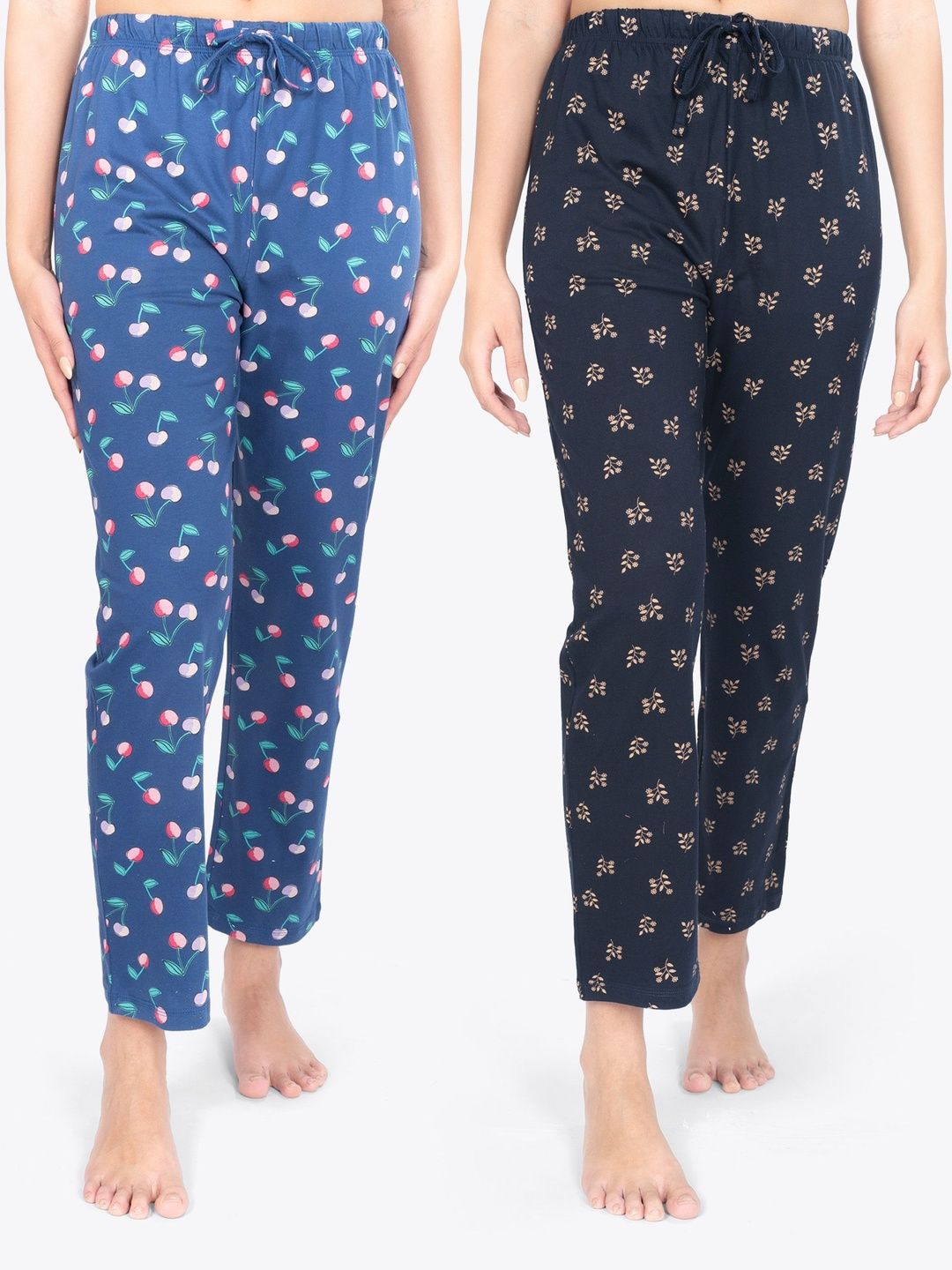 ariel Pack Of 2 Printed Cotton Mid-Rise Straight Lounge Pants-picture-10