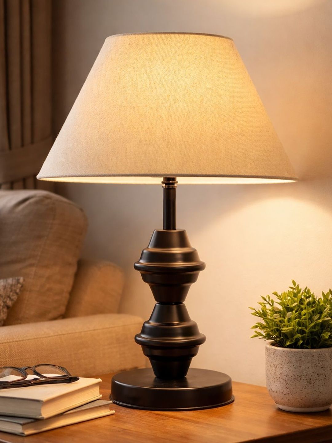 Decorcity Brown Textured Metal Traditional Frusturical Shaped Table Lamp-image-35