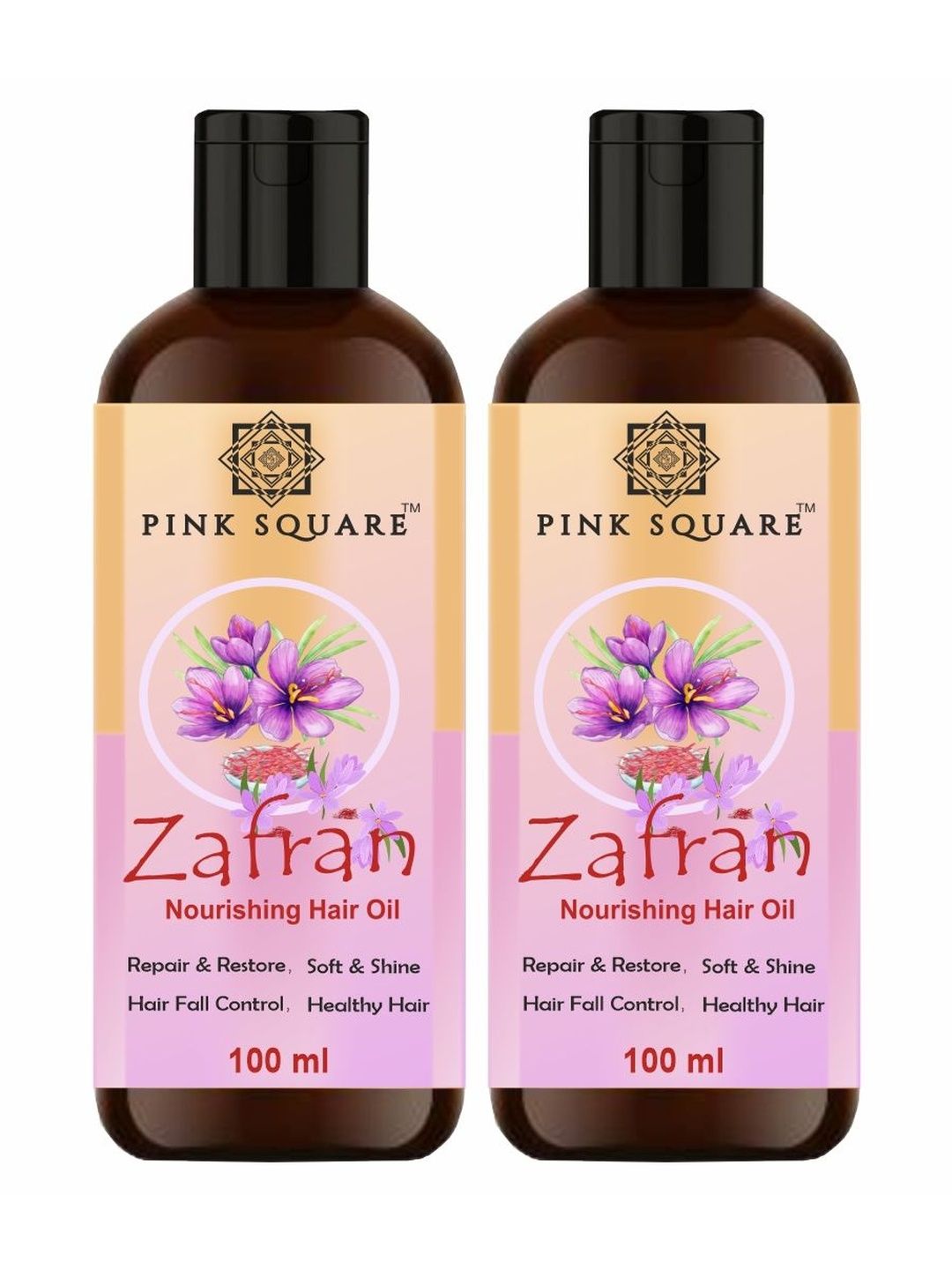 Pink Square Set Of 2 Zafran Hair Oil For Hair Growth - 100ml Each-image-44