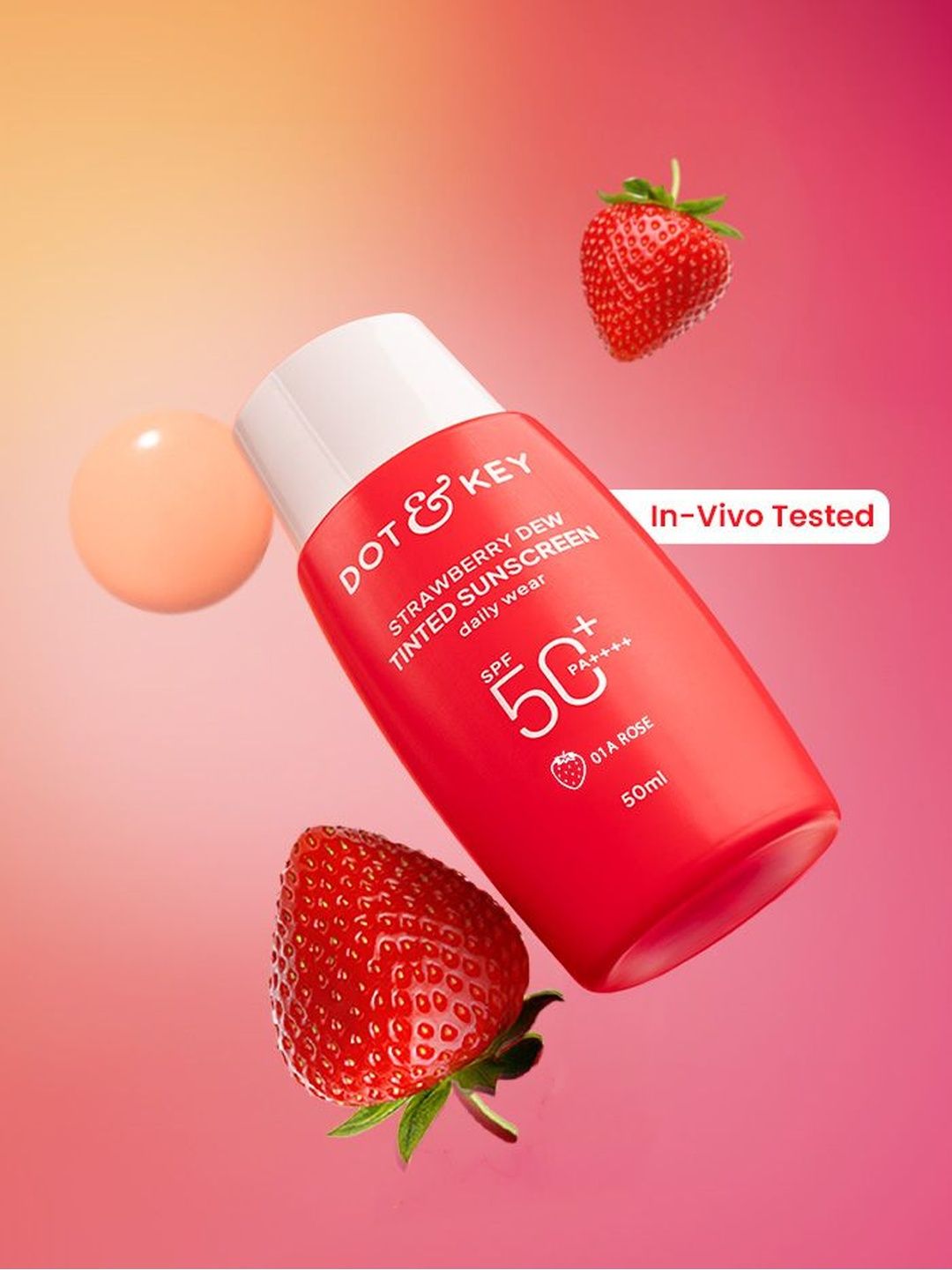 DOT & KEY Strawberry Dew Tinted Sunscreen SPF 50+ Pa++++ - 50 ml- Rose-image-25