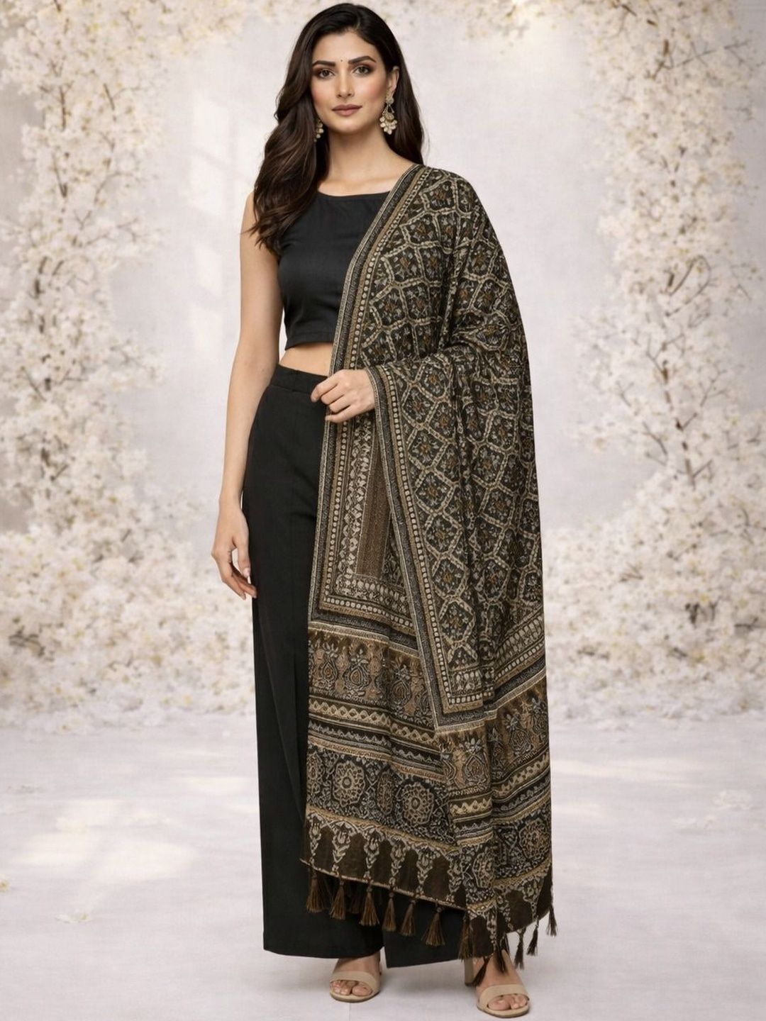 HERE&NOW Ethnic Motifs Woven Design Dupatta-picture-22
