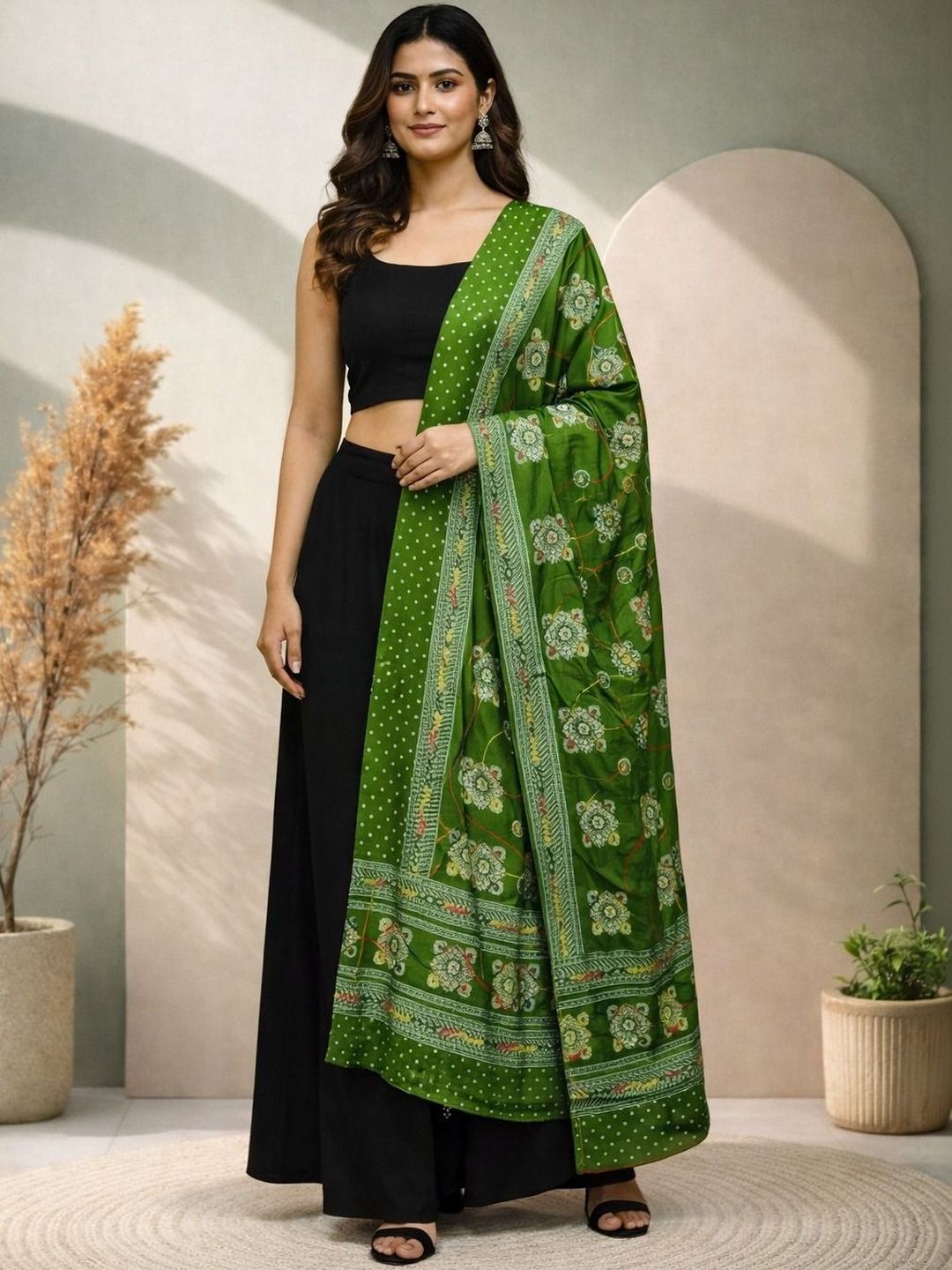 HERE&NOW Ethnic Motifs Printed Dupatta-picture-30