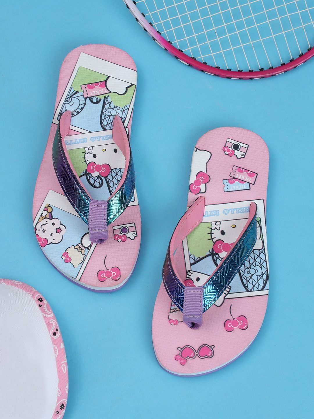 Kids Ville Girls Kitty Printed Thong Flip-Flops-picture-29