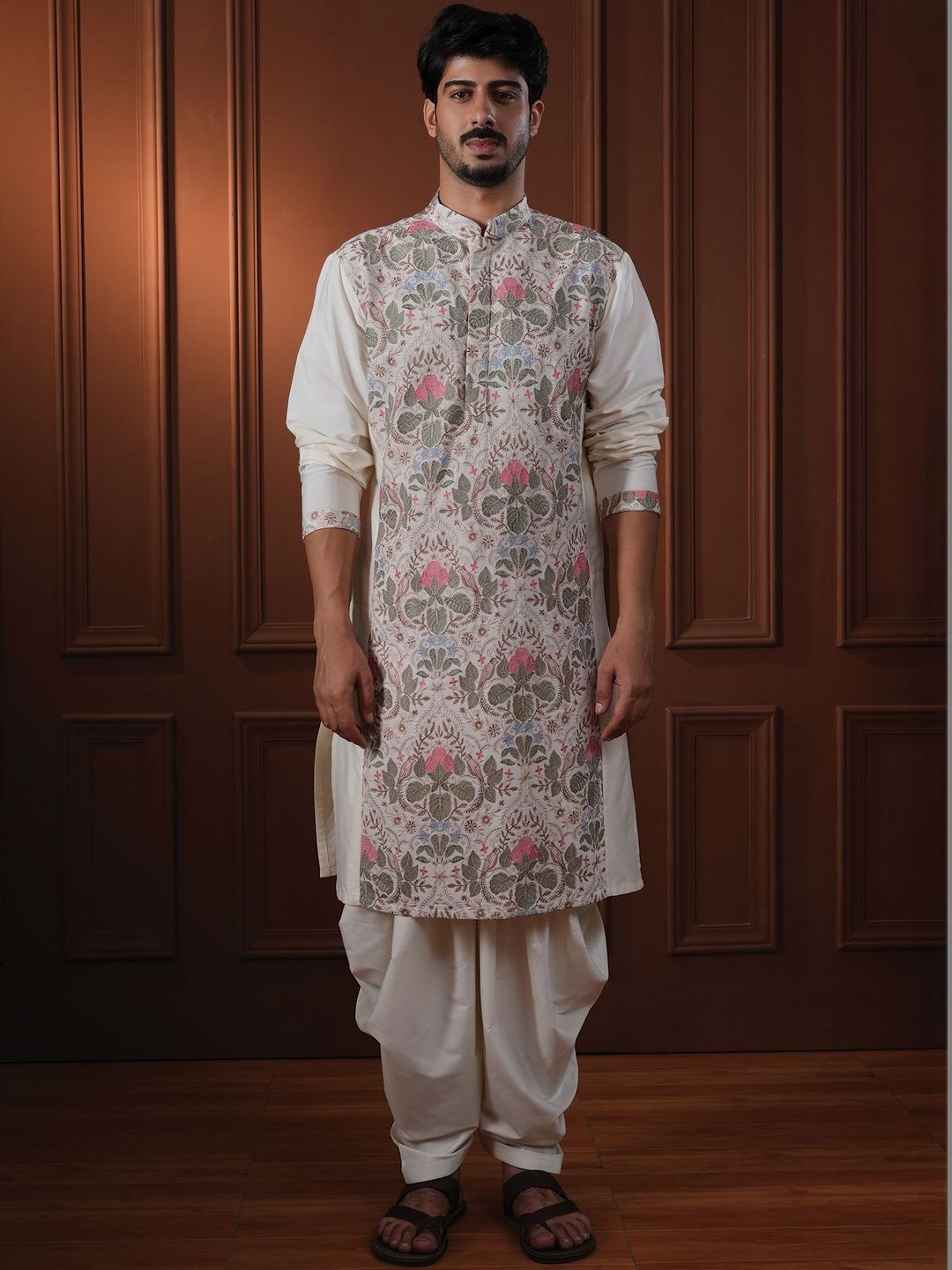 PATR Men Ethnic Motifs Embroidered Regular Thread Work Kurta with Dhoti Pants-picture-24