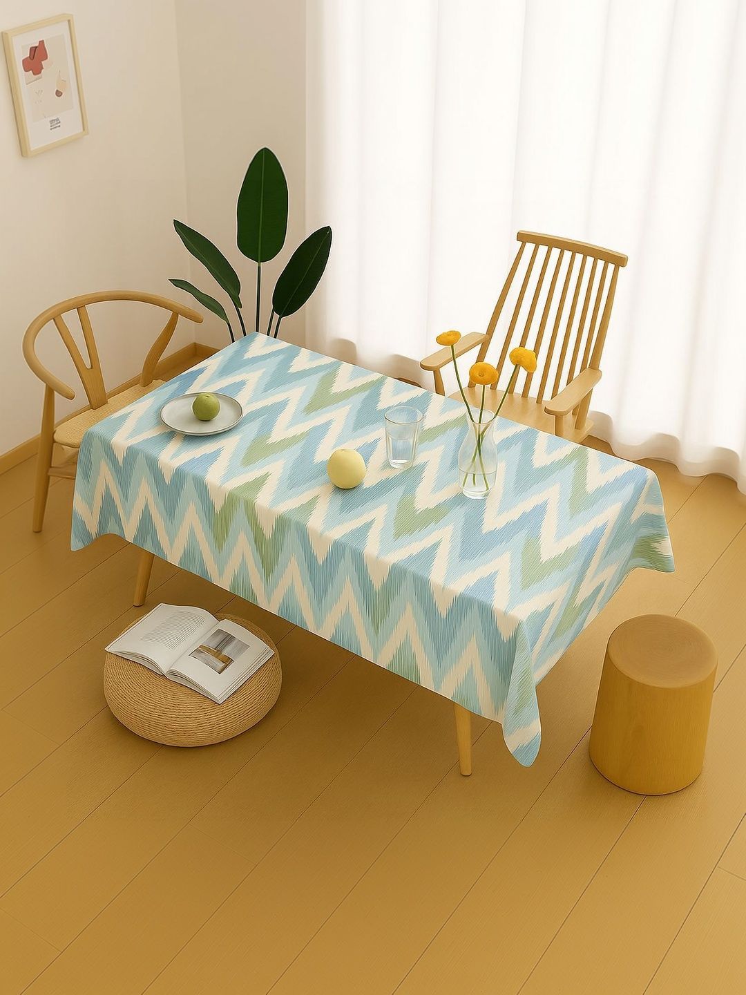 THROWPILLOW Sea Green Anti-Slip 8-Seater Table Cover with Embellished details-picture-43