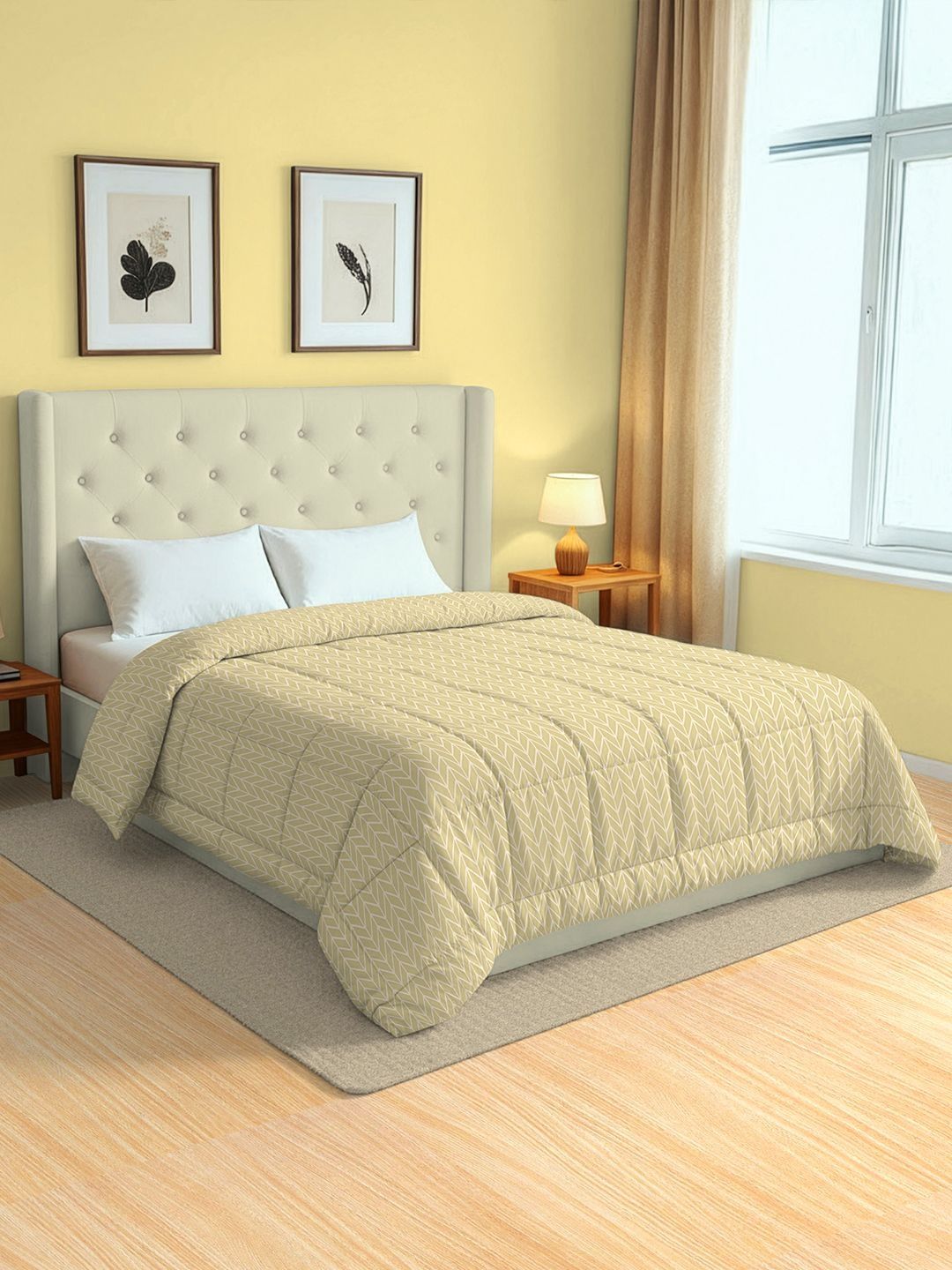 SWAYAM Beige & Multicoloured Geometric AC Room 150 GSM Comforter-picture-45