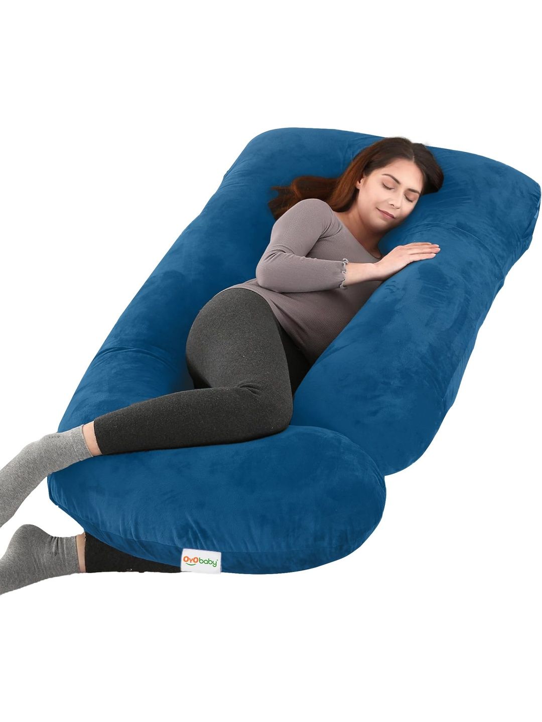 OyO Baby Navy Blue Cotton Filled Faux Velvet Ultra Soft Maternity Pillow