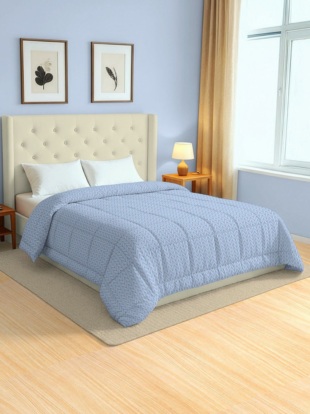 SWAYAM Blue & Blue Geometric AC Room 150 GSM Comforter-picture-43