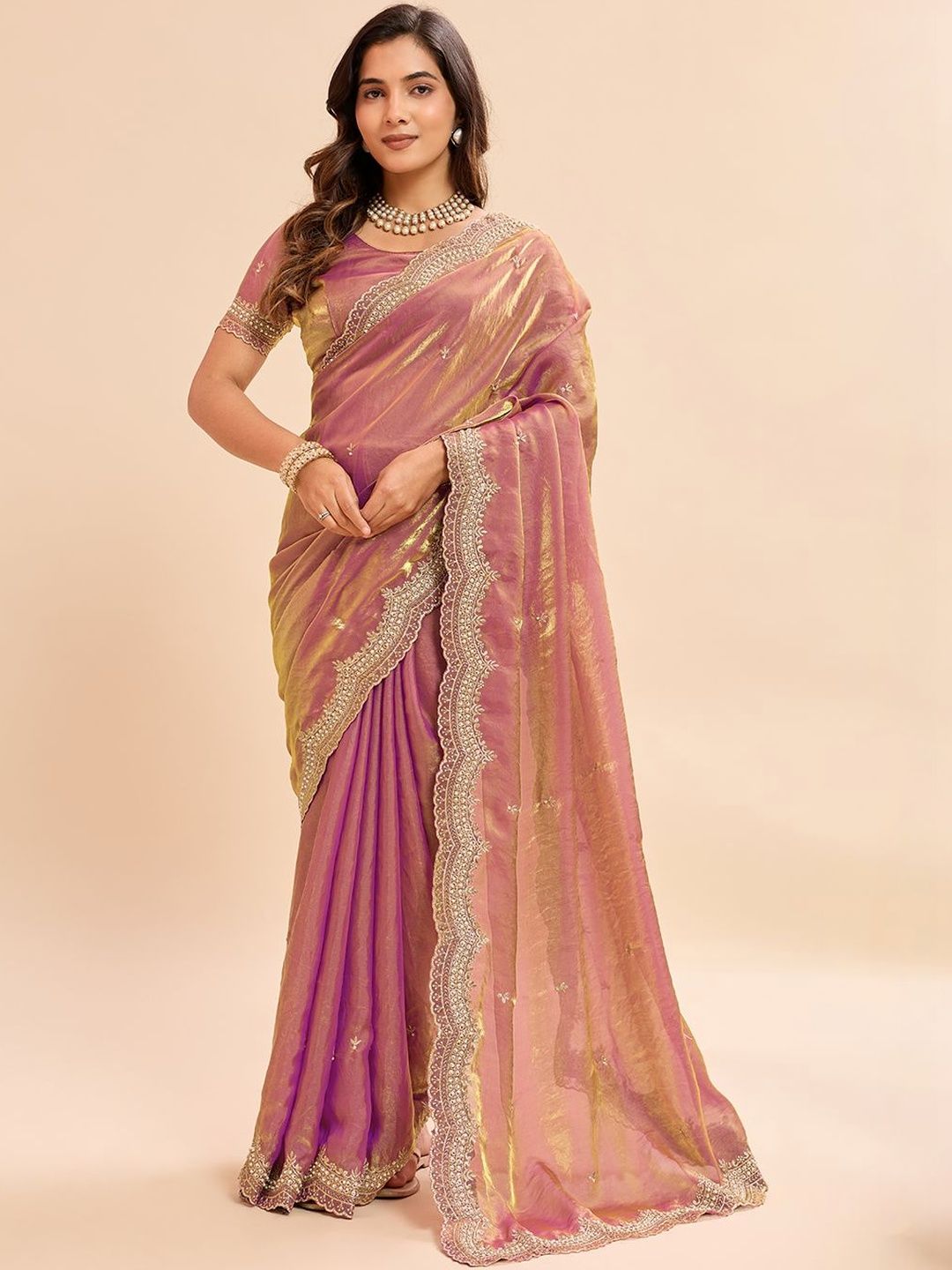 Elite Fashion Embellished Embroidered Pure Chiffon Heavy Work Saree-picture-48