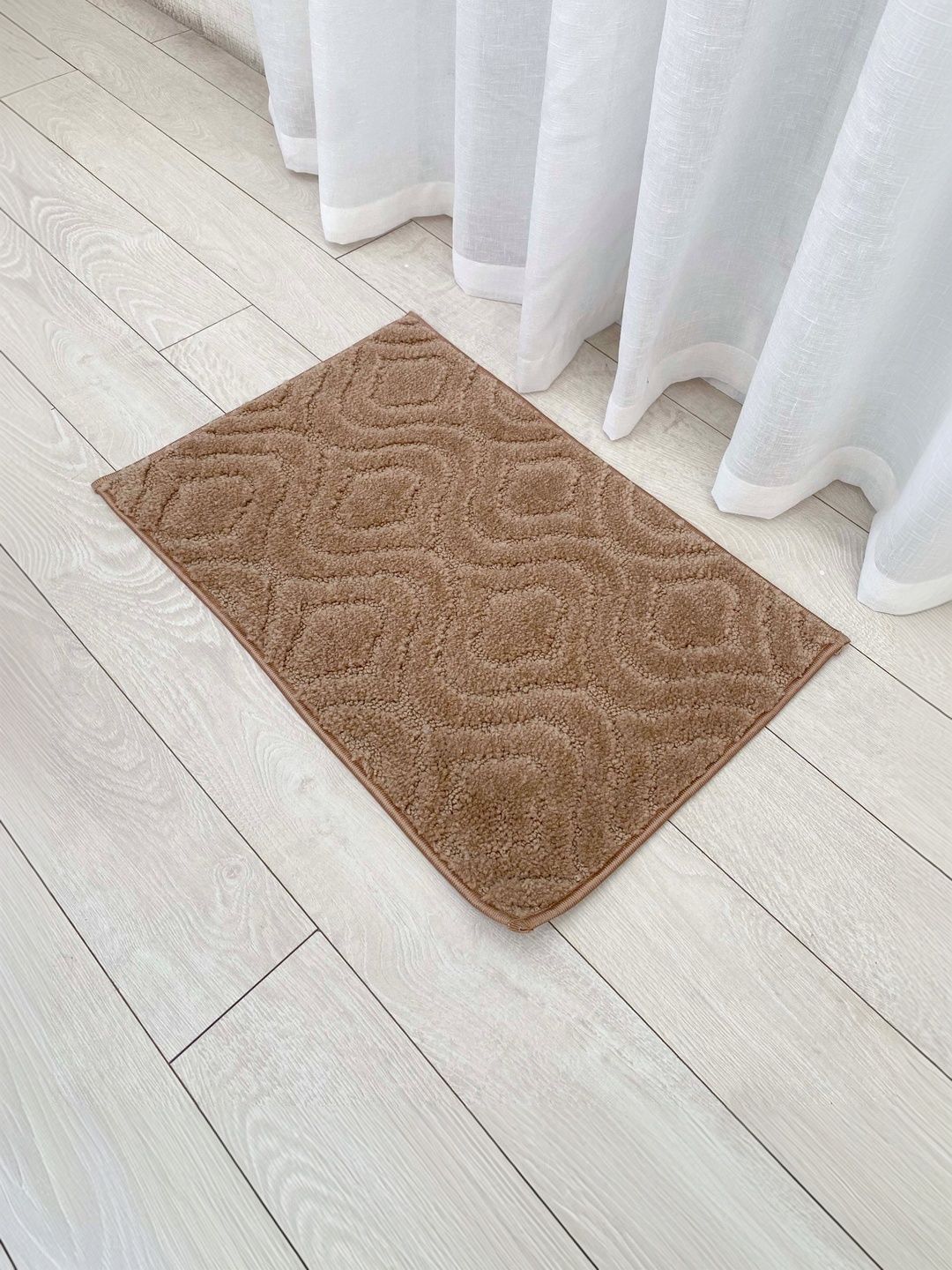 Ariana Beige Self-Designed Cotton 600-GSM Anti-Skid Bath Mat-image-9