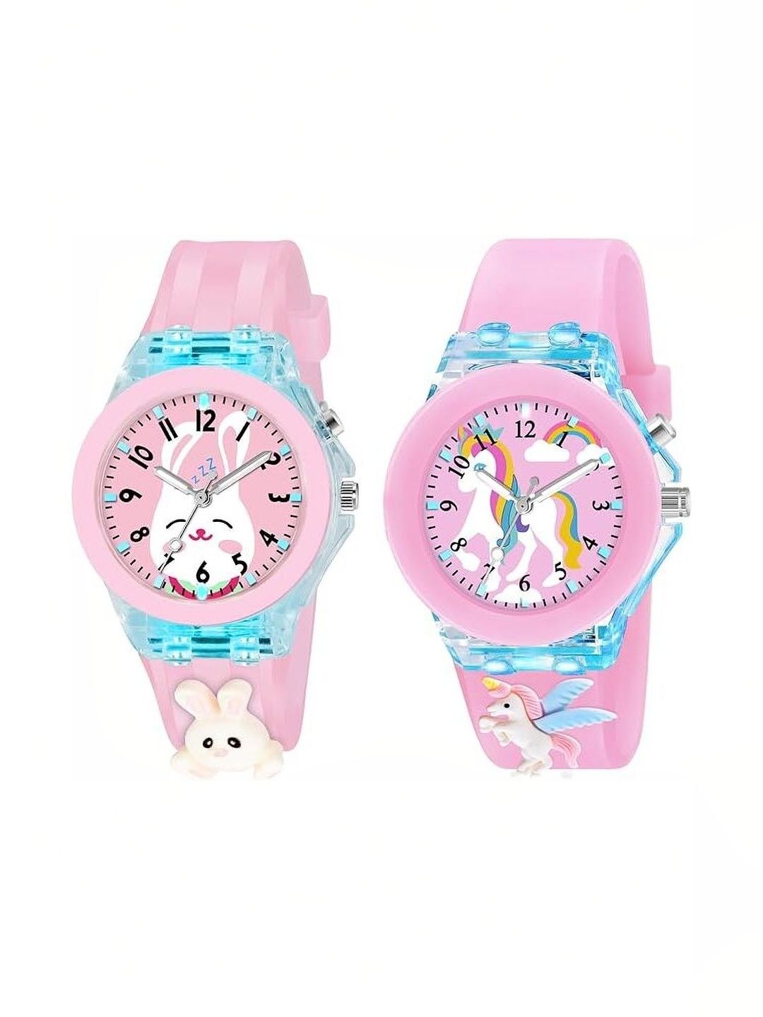 Brostin Unisex Kids Printed Dial & Straps Analogue Watch RABBIT PINK UNICORN PACK OF 2-picture-42