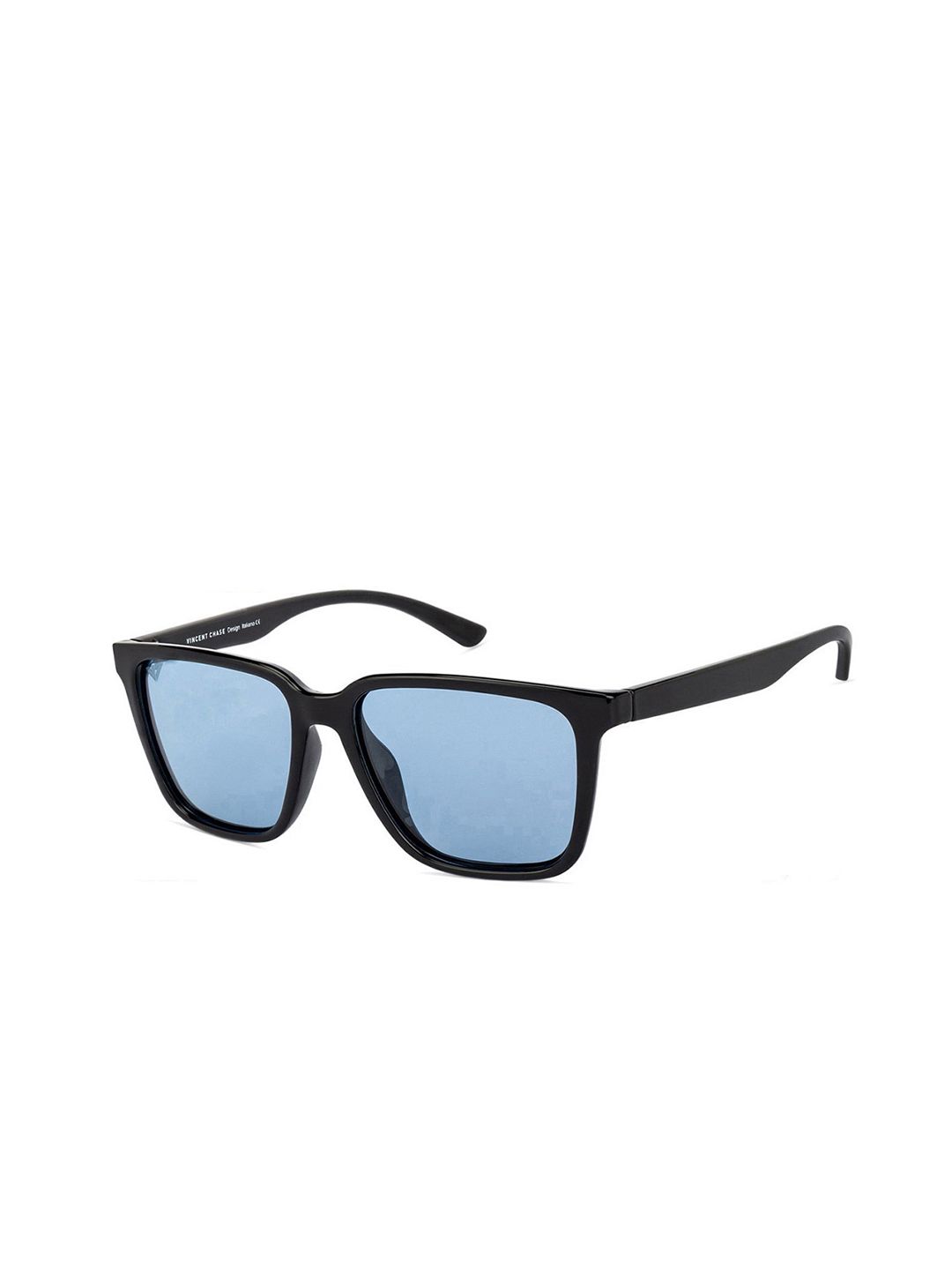 Vincent Chase by Lenskart Unisex Blue Lens & Black Wayfarer Sunglasses with Polarised Lens